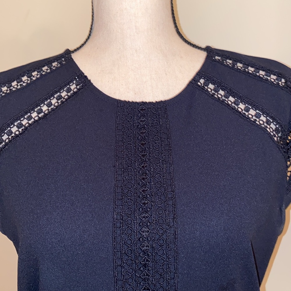Navy Blue A Line Dress. Cutout/Lace Detail. H&M. Size Medium - Picture 3 of 10